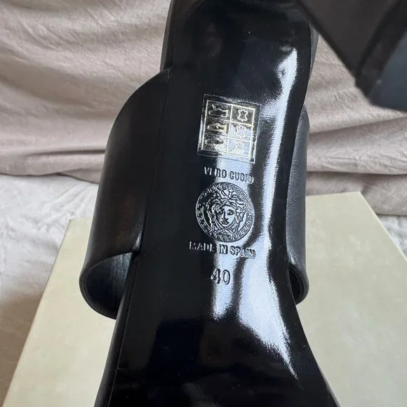 Versace Black Mules with Gold Medusa - Picture 9 of 10